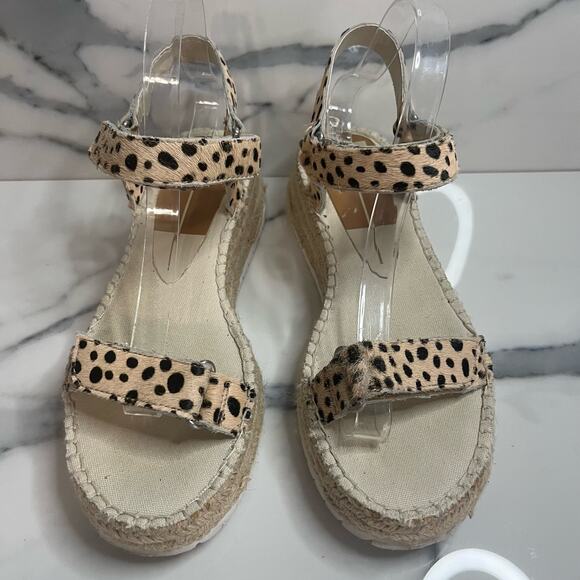 Dolce Vita | Leopard Print Calf Hair Hook & Loop Platform Chucky Sandals Sz 9.5 - Picture 3 of 8